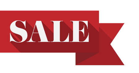 red SALE banner or ribbon isolated on white background, vector illustrationのイラスト素材