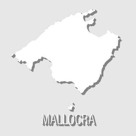 abstract Mallorca, Balearic Islands outline shape isolated on blue background, vector illustrationのイラスト素材