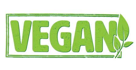 grungy green VEGAN rubber stamp isolated on white background, vector illustrationのイラスト素材