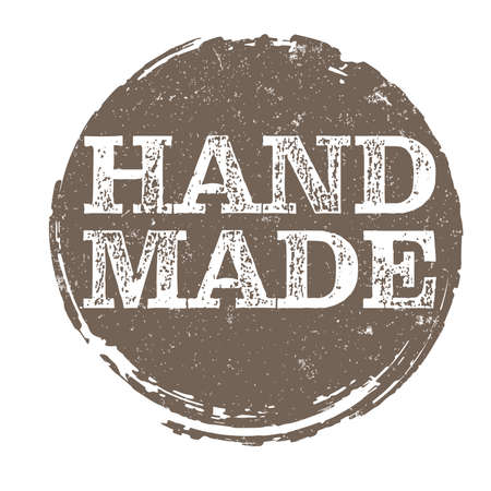 brown round color splash with word handmade, HANDMADE label vector illustrationのイラスト素材