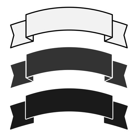 set of flat design ribbon banners isolated on white, vector illustrationのイラスト素材