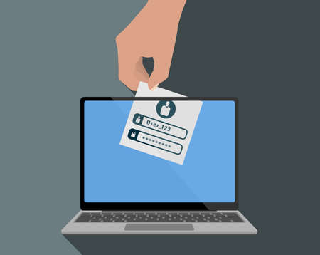 stealing login information and password from computer, identity theft and cyber crime vector...