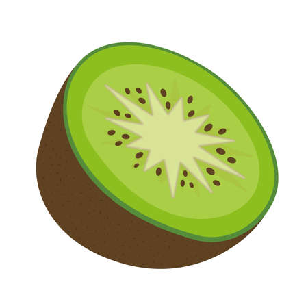 halved juicy kiwi fruit isolated on white background, flat design vector illustrationのイラスト素材