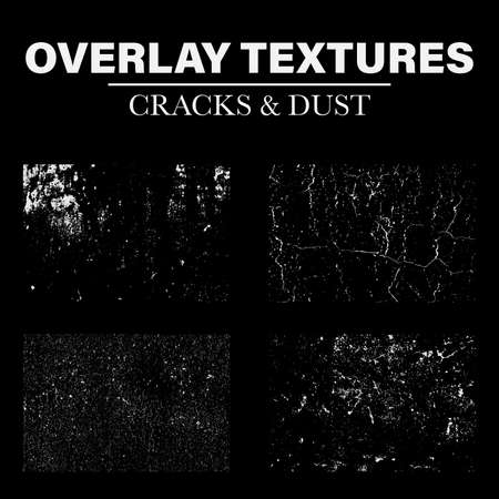 set of cracks and dust overlay textures, vector illustrationのイラスト素材