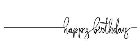 continuous single line drawing of text HAPPY BIRTHDAY isolated on white, line art vector illustrationのイラスト素材