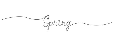 continuous single line drawing of word SPRING, line art vector illustrationのイラスト素材
