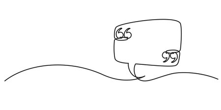 continuous single line drawing of speech bubble with quotation marks, line art vector illustrationのイラスト素材