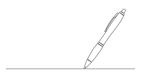 continuous single line drawing of ballpoint pen, line art vector illustrationのイラスト素材