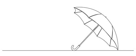 continuous single line drawing of open umbrella, line art vector illustrationのイラスト素材