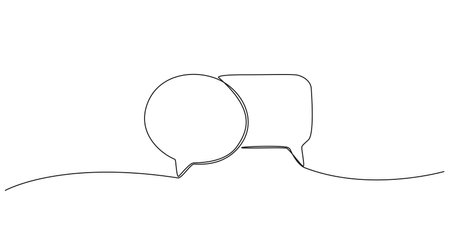 continuous single line drawing of speech bubbles, line art vector illustrationのイラスト素材