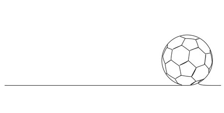 continuous single line drawing of a soccer ball, line art vector illustrationのイラスト素材