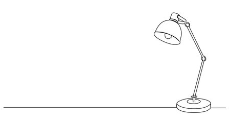 continuous single line drawing of desk lamp, line art vector illustrationのイラスト素材