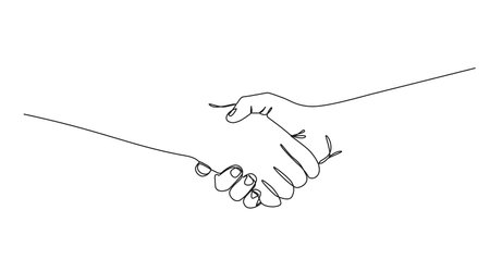 continuous single line drawing of a handshake, line art vector illustrationのイラスト素材