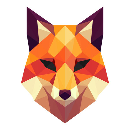 simple polygon fox head illustrationのイラスト素材