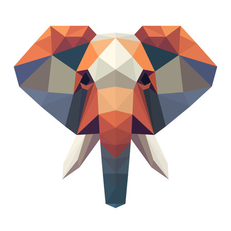 simple polygon elephant head illustrationのイラスト素材
