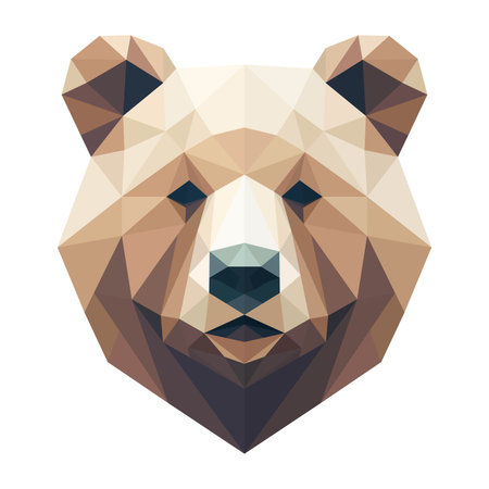 simple polygon grizzly bear head illustrationのイラスト素材