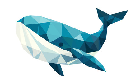 simple blue polygon whale illustrationのイラスト素材