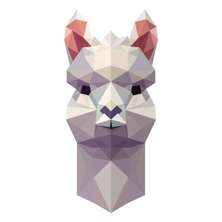 simple poygon illustration of head of alpacaのイラスト素材