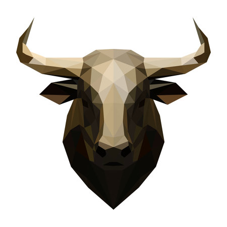 simple polygon head of a bull illustrationのイラスト素材