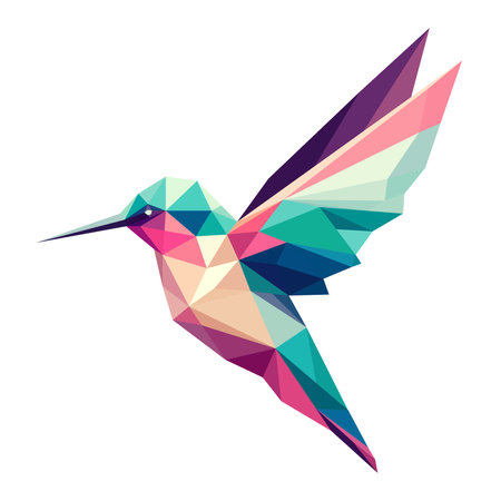 colorful polygon illustration of a hummingbirdのイラスト素材