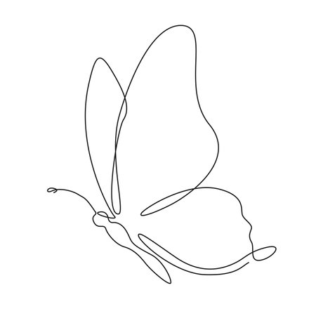 continuous single line drawing of a butterfly, line art vector illustrationのイラスト素材