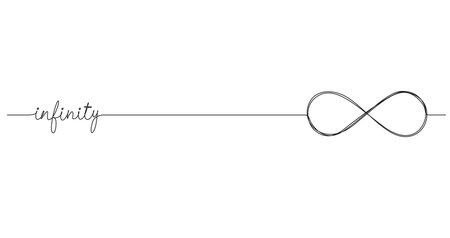 continuous single line drawing of infinity symbol, line art vector illustrationのイラスト素材