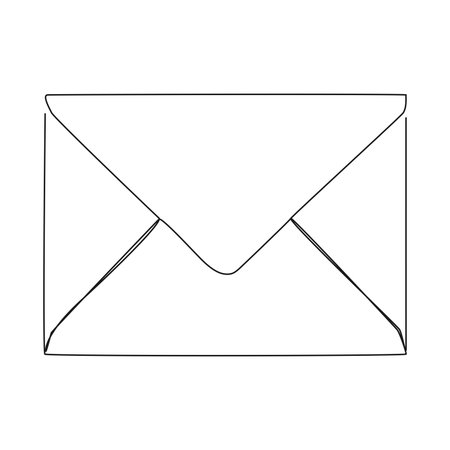continuous single line drawing of envelope, line art vector illustrationのイラスト素材