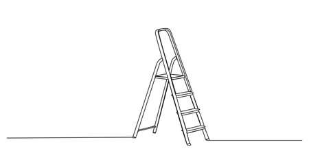 continuous line drawing of stepladder, line art vector illustrationのイラスト素材