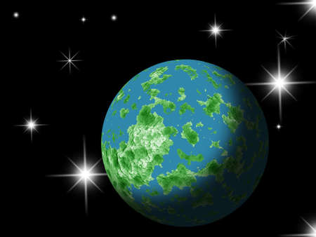 Blue planet and stars