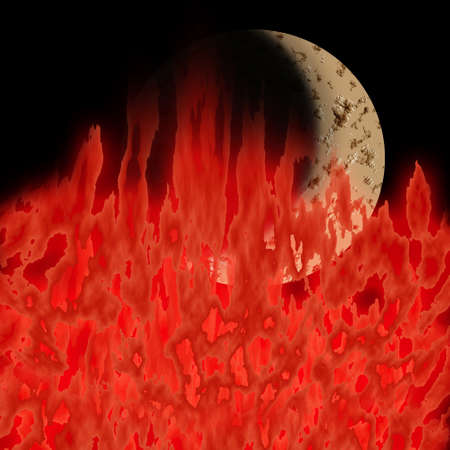 Moon in fireの写真素材
