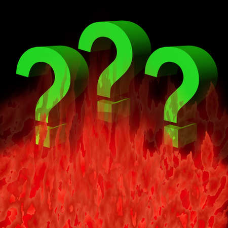 Question mark in fireの写真素材