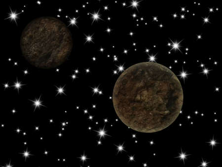 Planets on starry backgroundの写真素材