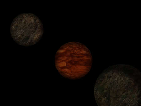 Planets on black backgroundの写真素材