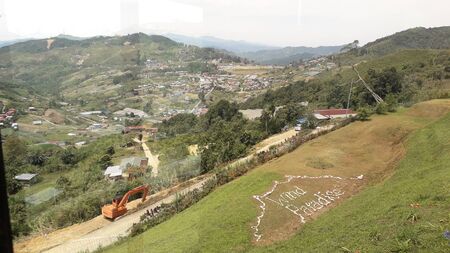 view of kundasang valley at ranau sabahの写真素材