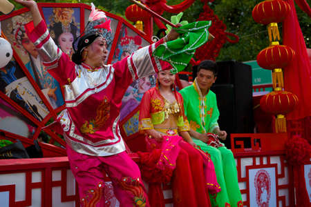 Victoria, Seychelles - April 26, 2014: Chinese procession at the Carnaval International de Victoria in Seychellesのeditorial素材