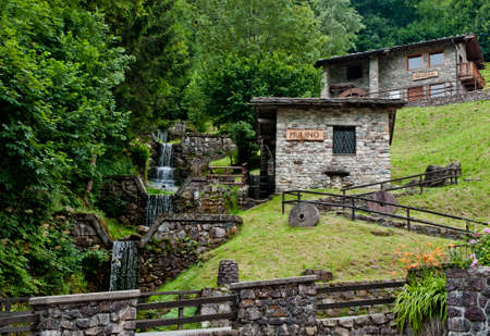 waterfall and millの写真素材