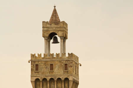 Tuscan church steeple showing bell towerの写真素材
