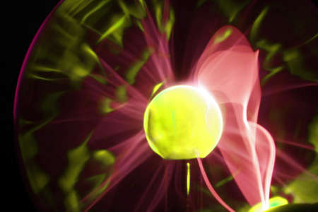 Electric Plasma Sphere in Yellow with flaresの写真素材