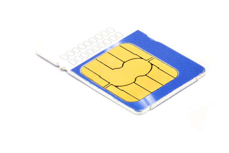 Blue and white sim card isolatedの写真素材