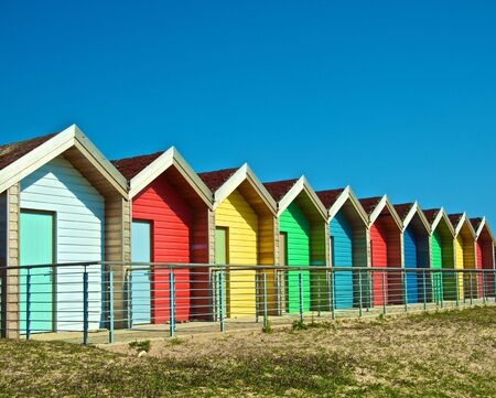 Brightly Coloured Beach Hutsの写真素材