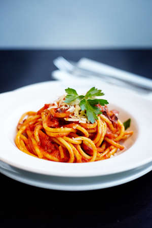 Spaghetti pasta with tomato sauce