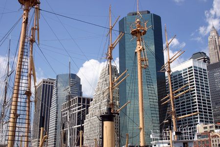 The NYC Skyline viewed from South Street Seaport