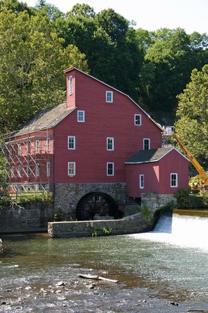 The historic Red Mill in Clinton, NJの写真素材