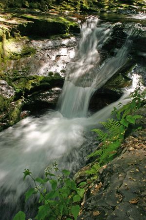 A waterfall located in the Pocono Mountains of Pennsylvaniaの写真素材
