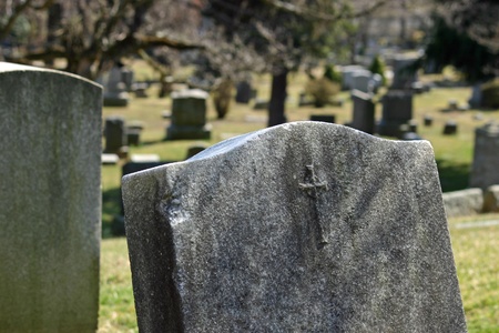 A headstone in a cemetery in New Jersey