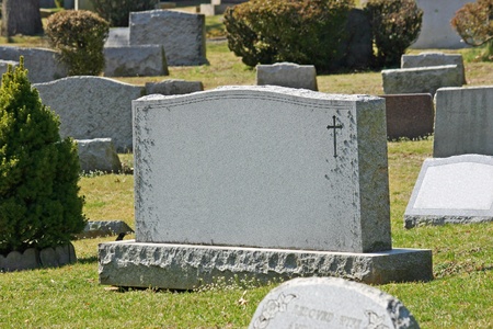 A headstone in a cemetery in New Jersey