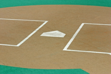 Homeplate of a baseball field with artificial turfの写真素材