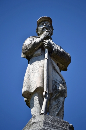 The statue of a soldier that sits atop the Civil War Monument in Morristown, NJのeditorial素材