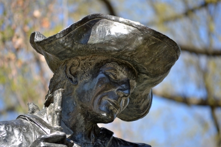 A bronze figure in the monument entitled Patriot's Farewell in Morristown, NJのeditorial素材
