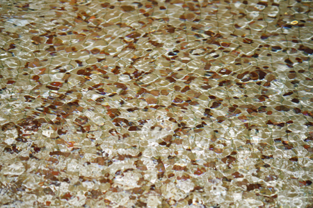 Many different coins under water in a fountain